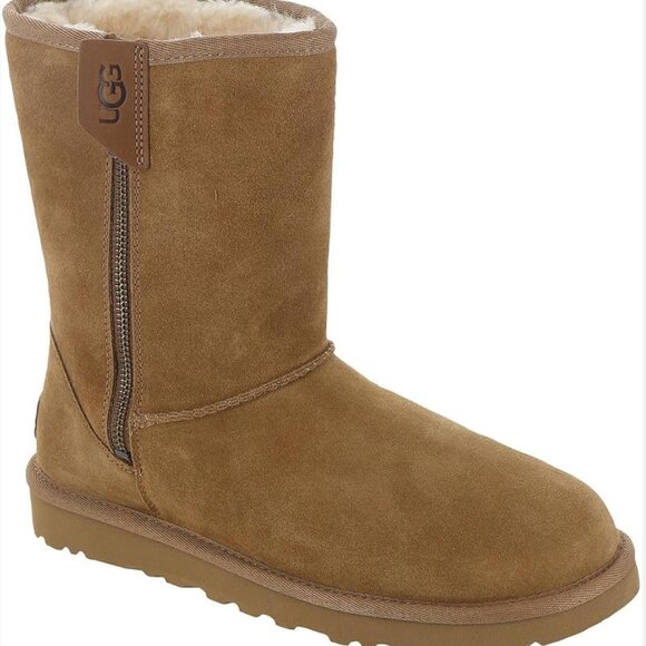NEW! UGG Classic Short Bailey Zip Chestnut Boots - Women's Size 10 - Picture 1 of 5